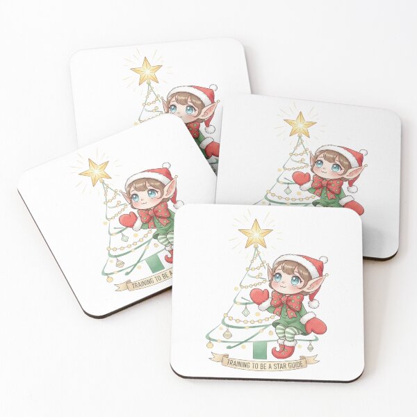 Item preview, Chibi Christmas Elf with Star Tree – Adorable Kawaii Holiday Art Gift for Christmas Lovers designed and sold by wellie-chic.