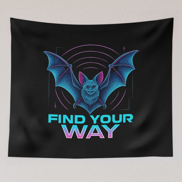 Item preview, Neon Bat “Find Your Way” Futuristic Night Flight Design designed and sold by MKreative Studio.