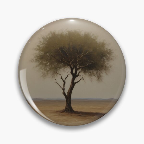 Item preview, Lonely Tree in Endless Desert – Minimalist Existential Oil Painting designed and sold by Visualynx.
