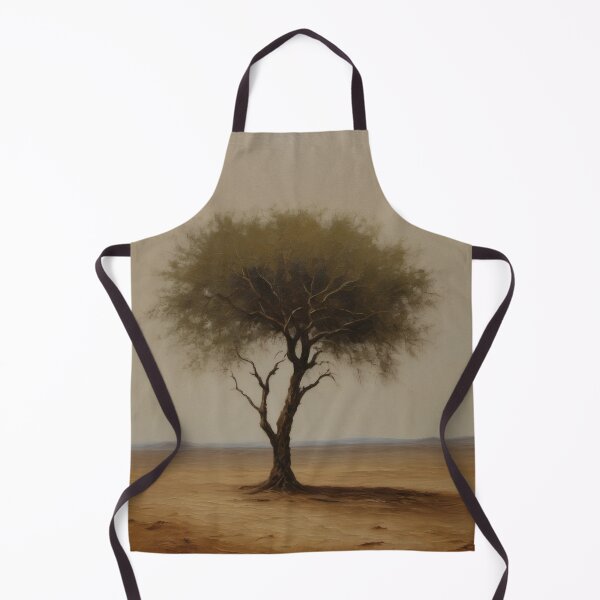 Item preview, Lonely Tree in Endless Desert – Minimalist Existential Oil Painting designed and sold by Visualynx.