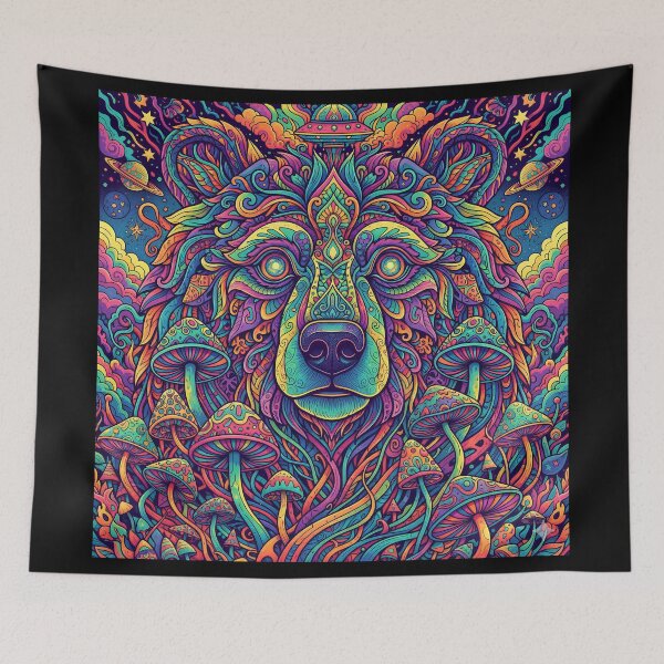 Item preview, Psychedelic Bear – Trendy Animal Art Print designed and sold by Mindwork Creative Arts.