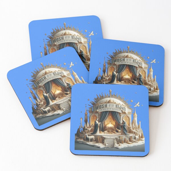 Item preview, Worship of the King of All Nations – 3D Nativity Adoration Label , designed and sold by PaintMeWorld.