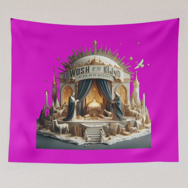Item preview, Worship of the King of All Nations – 3D Nativity Adoration Label , designed and sold by PaintMeWorld.