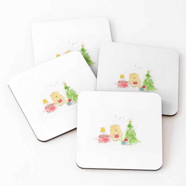 Item preview, Hand Drawn Cozy Bear Drink Coffee Sticker – Winter Illustration designed and sold by huangtingart.