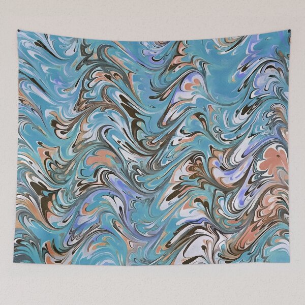 Item preview, Waves In Blue Acrylic Pour Aqueous Surface Design designed and sold by taiche.