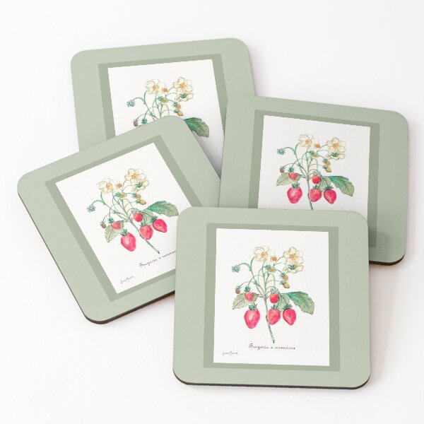 Item preview, Fragaria x Ananassa (strawberry plant) - watercolor illustration designed and sold by Annie Mason Art.