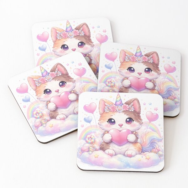 Item preview, Kawaii Unicorn Kitten – Cute Magical Pastel Fantasy designed and sold by kimkosovo.