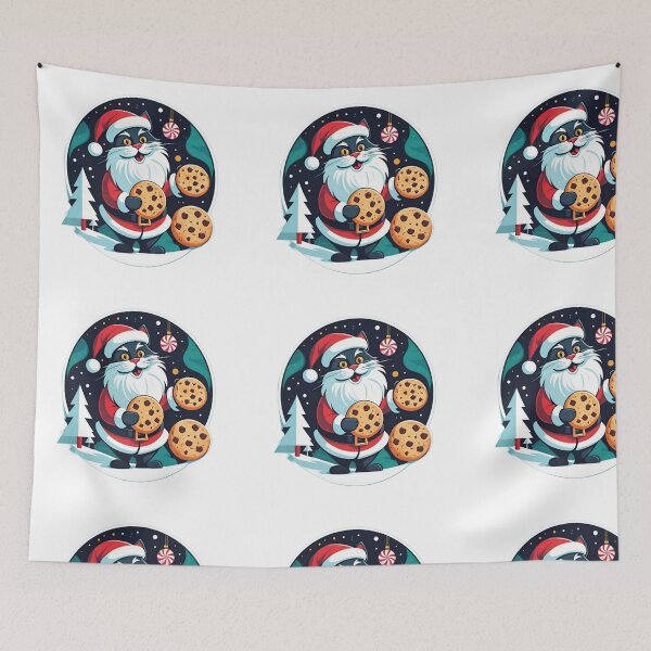 Item preview, Santa cat stealing cookies designed and sold by PixJaipal.