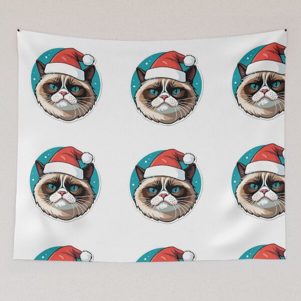 Item preview, Grumpy cat wearing a Santa hat designed and sold by Chimanjaipal .
