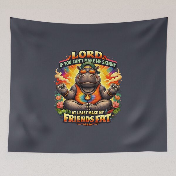 Item preview, Psychedelic Hippo Zen Humor – “Make My Friends Fat”  designed and sold by shmupod.