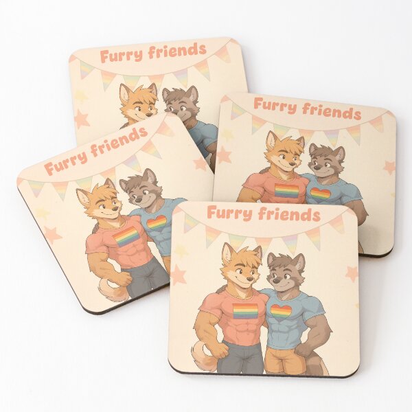 Item preview, Gay Furry Couple Sticker – LGBTQ Pride Friends Illustration designed and sold by PancakeStation.
