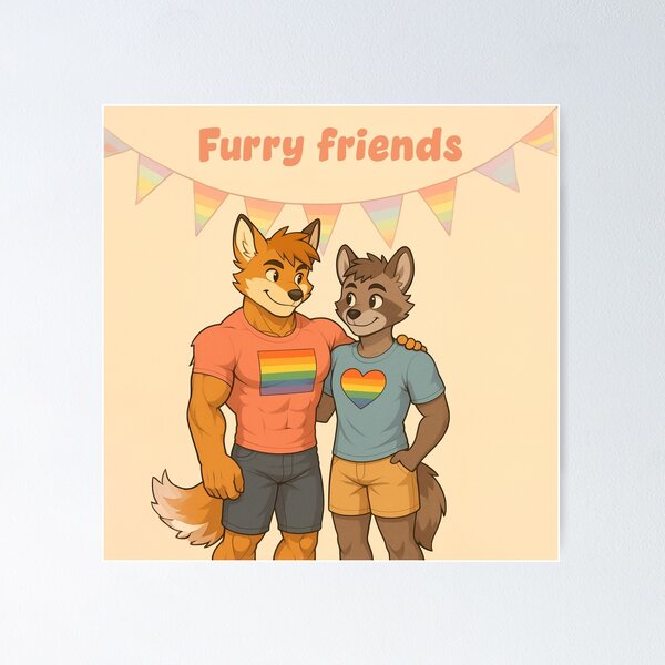 Item preview, Cute Gay Furry Friends – Wholesome LGBTQ Pride Sticker designed and sold by PancakeStation.