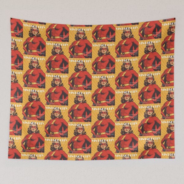 Item preview, Vintage Female Red Superhero designed and sold by Vintage City.