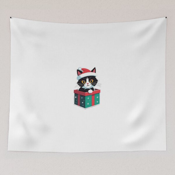 Item preview, Cat hiding inside the Christmas gift  designed and sold by PixJaipal.
