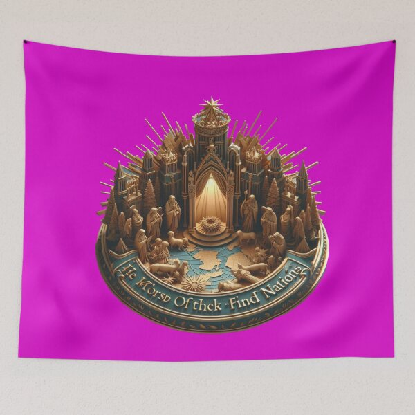 Item preview, Worship of the King of All Nations – 3D Nativity Adoration Label , designed and sold by PaintMeWorld.