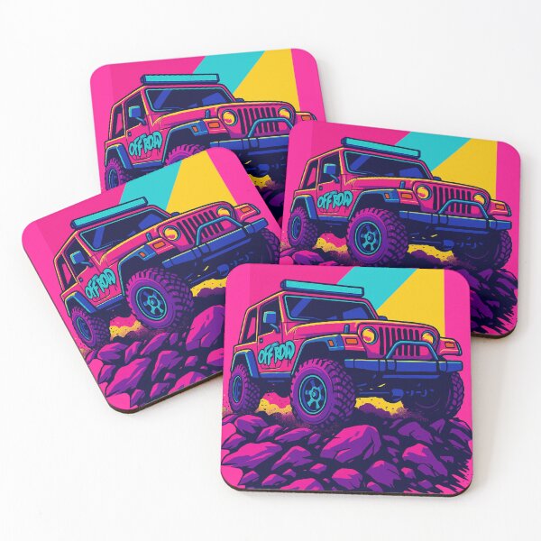 Item preview, Neon Off-Road Pop-Art Illustration | Retro Adventure 4x4 Design for Automotive Fans designed and sold by KrintoryTees.