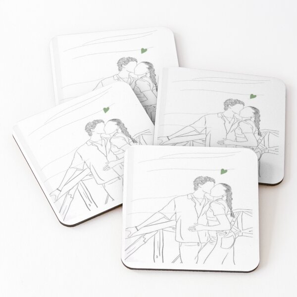 Item preview, Minimal Kissing Couple Line Art on Bridge – Cute Sketch Sticker / Tee designed and sold by POD DYNASTY | Original Print On Demand T-Shirt Graphics.