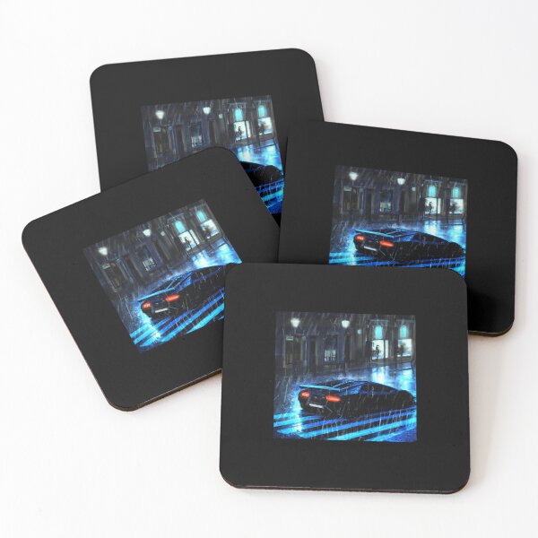 Item preview, Cinematic Lamborghini Car Wall Art – Rainy City Night Drive designed and sold by PancakeStation.