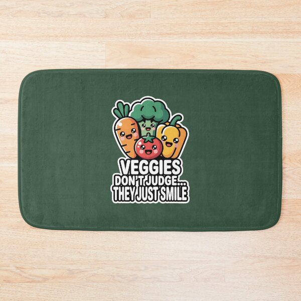 Item preview, Veggies Don’t Judge They Just Smile – Cute Kawaii Vegetable Illustration designed and sold by FatCatCD.