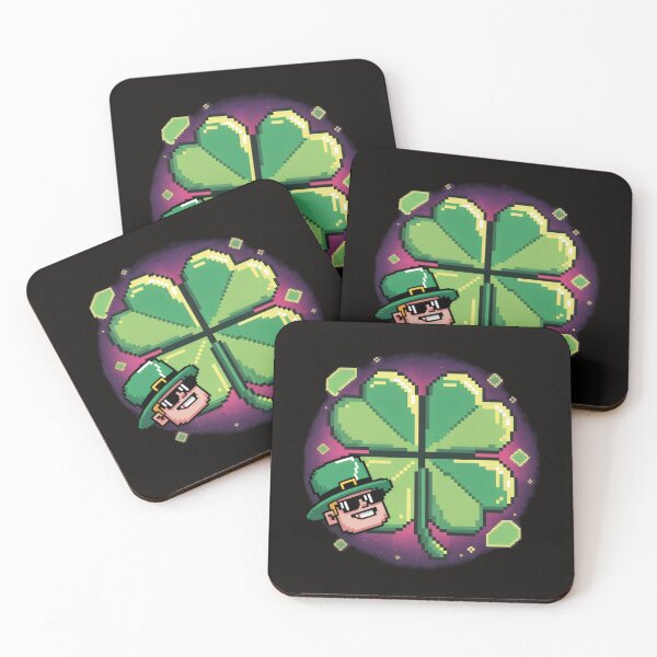 Item preview, Pixel Clover Design with Glowing Aura and Leprechaun Charm for St. Patrick’s Day designed and sold by SplashTastic.