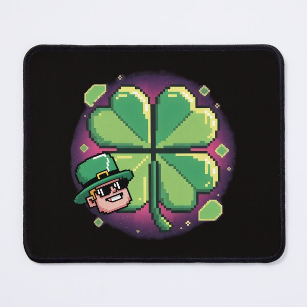 Item preview, Pixel Clover Design with Glowing Aura and Leprechaun Charm for St. Patrick’s Day designed and sold by SplashTastic.