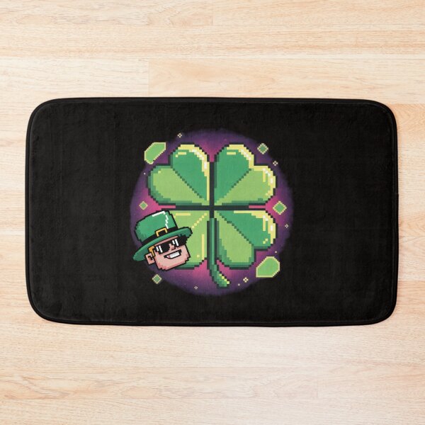 Item preview, Pixel Clover Design with Glowing Aura and Leprechaun Charm for St. Patrick’s Day designed and sold by SplashTastic.