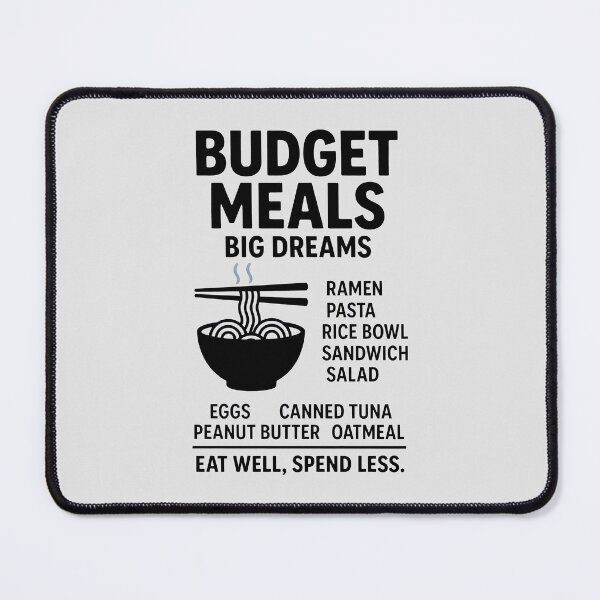 Item preview, Budget Meals Poster with Noodle Bowl and Affordable Food List for Smart Eating designed and sold by SplashTastic.