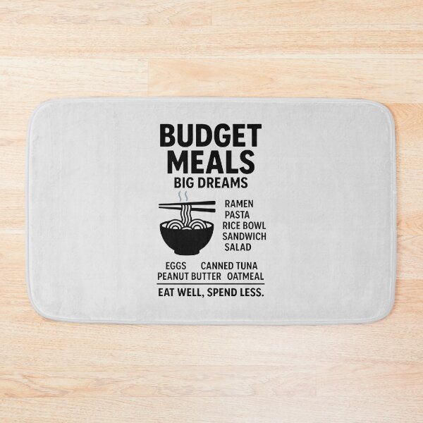 Item preview, Budget Meals Poster with Noodle Bowl and Affordable Food List for Smart Eating designed and sold by SplashTastic.