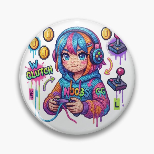 Artikelvorschau, Bunte gestrickte Anime-Gamer-Girl-Illustration entworfen und verkauft von newvisionart191.