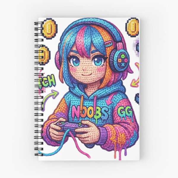 Item preview, Colorful Knitted Anime Gamer Girl Illustration designed and sold by newvisionart191.