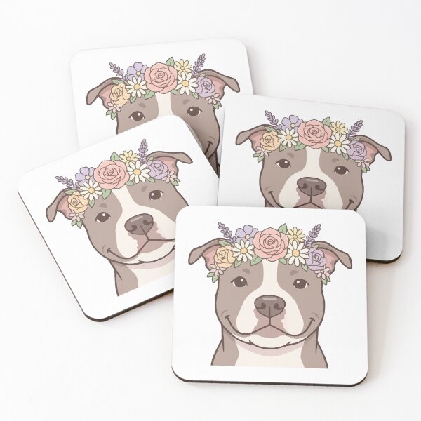 Item preview, Sweet Pibble – Gentle Pit Bull with Pastel Flower Crown designed and sold by Petzzz.