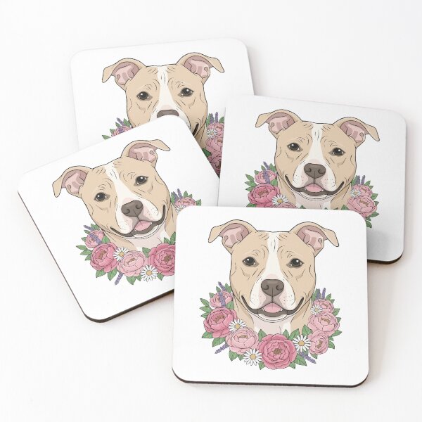 Item preview, The Velvet Hippo – Adorable Pit Bull in Floral Wreath designed and sold by Petzzz.