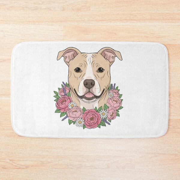 Item preview, The Velvet Hippo – Adorable Pit Bull in Floral Wreath designed and sold by Petzzz.