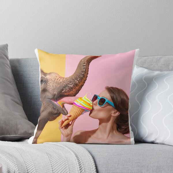 Item preview, Surreal Elephant and Woman Eating Ice Cream designed and sold by aiperfectworld.