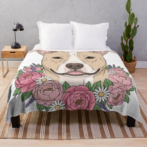 Item preview, The Velvet Hippo – Adorable Pit Bull in Floral Wreath designed and sold by Petzzz.
