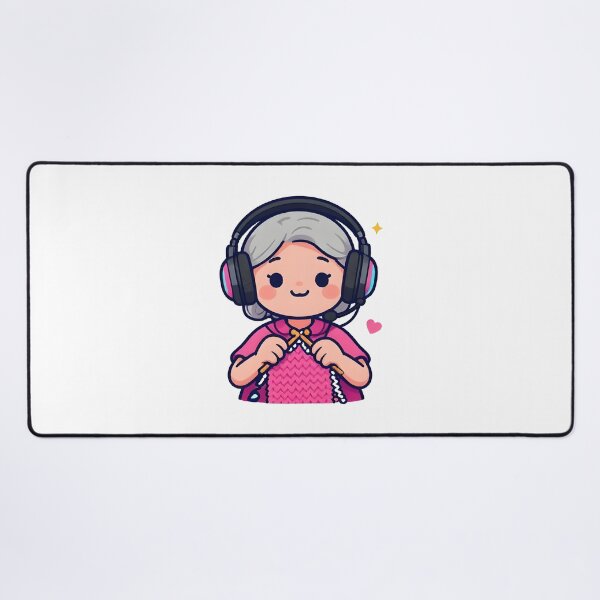 Item preview, Cute Gamer Grandma Knitting Funny Gaming Art designed and sold by Uglyandcute.