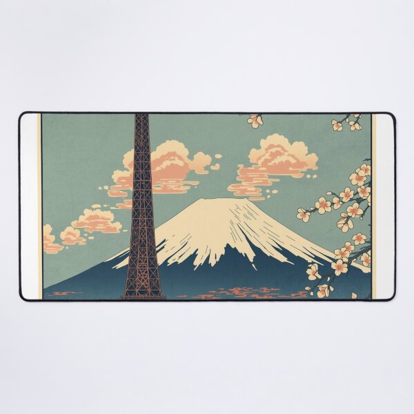 Item preview, Ukiyo-e Eiffel Tower Mount Fuji Japanese Woodblock Print Art Poster designed and sold by Vandy Fullam.