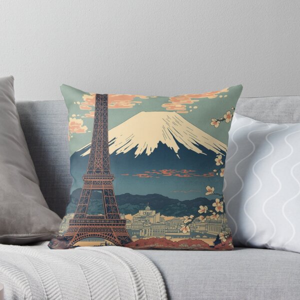 Item preview, Ukiyo-e Eiffel Tower Mount Fuji Japanese Woodblock Print Art Poster designed and sold by Vandy Fullam.