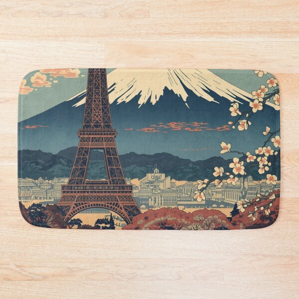 Item preview, Ukiyo-e Eiffel Tower Mount Fuji Japanese Woodblock Print Art Poster designed and sold by Vandy Fullam.