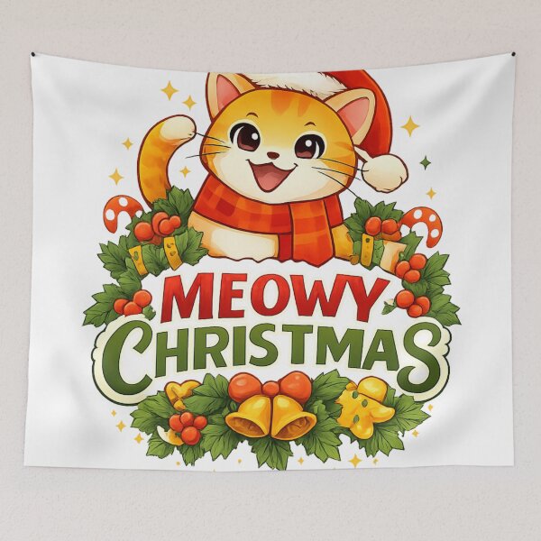 Item preview, Meowy Christmas Cat T-Shirt | Cute Christmas Cat Graphic | Holiday Cat Lover Gift designed and sold by Furfolkz.