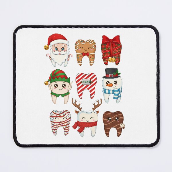 Item preview, Cute Christmas Tooth Characters Set Festive Holiday Cartoon Illustration designed and sold by hn79.
