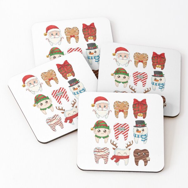 Item preview, Cute Christmas Tooth Characters Set Festive Holiday Cartoon Illustration  designed and sold by hn79.
