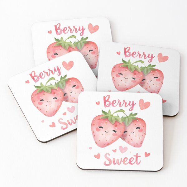 Item preview, Two Smiling strawberries , Kawaii Strawberry Illustration designed and sold by Moodune.