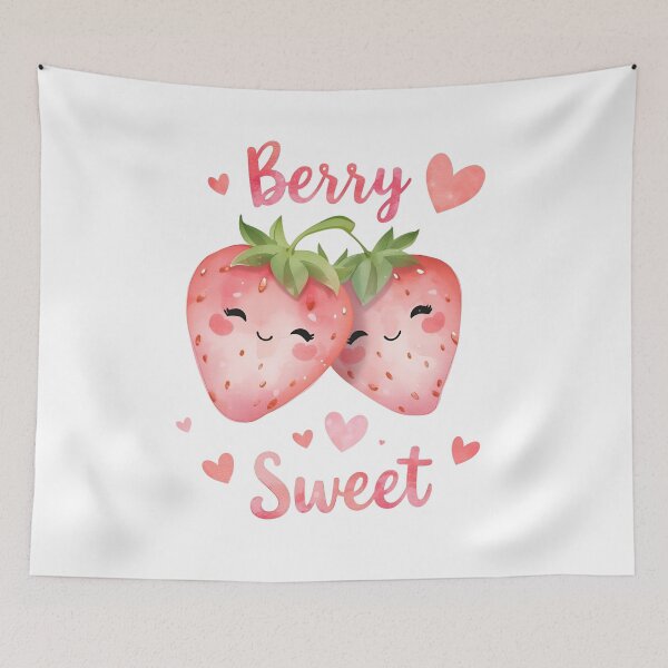 Item preview, Two Smiling strawberries , Kawaii Strawberry Illustration designed and sold by Moodune.