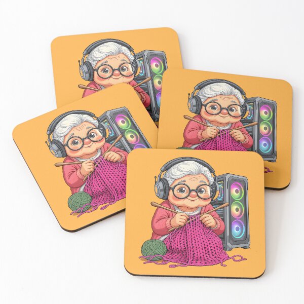 Item preview, Cute Gamer Grandma Knitting Funny Gaming Art designed and sold by Uglyandcute.