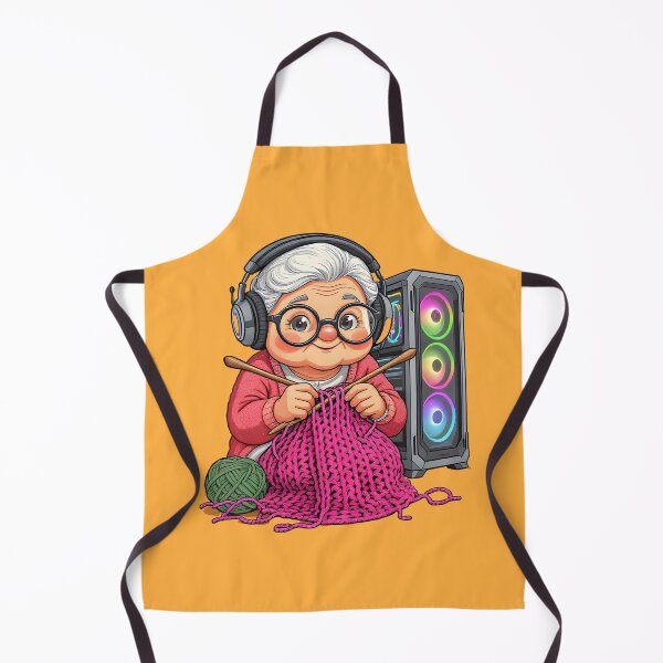 Item preview, Cute Gamer Grandma Knitting Funny Gaming Art designed and sold by Uglyandcute.