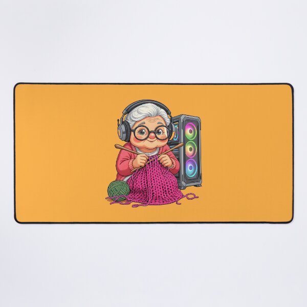 Item preview, Cute Gamer Grandma Knitting Funny Gaming Art designed and sold by Uglyandcute.
