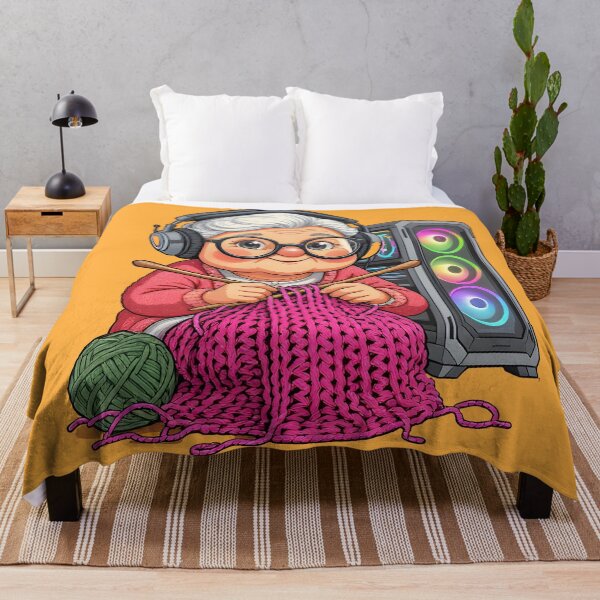 Item preview, Cute Gamer Grandma Knitting Funny Gaming Art designed and sold by Uglyandcute.