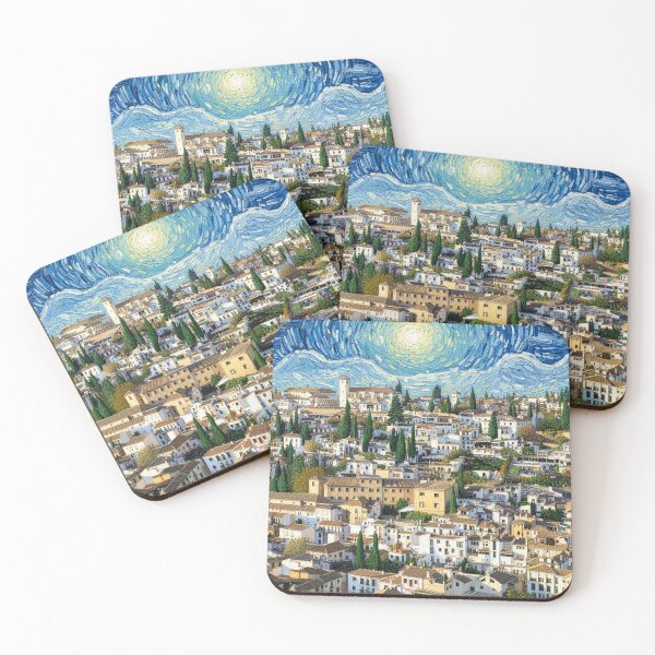 Item preview, The Albayzín seen from the Alhambra in the style of Van Gogh designed and sold by KukiLdeGuevara.