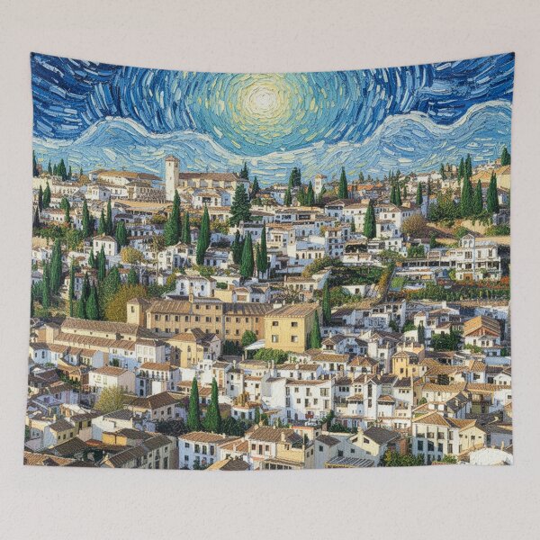 Item preview, The Albayzín seen from the Alhambra in the style of Van Gogh designed and sold by KukiLdeGuevara.